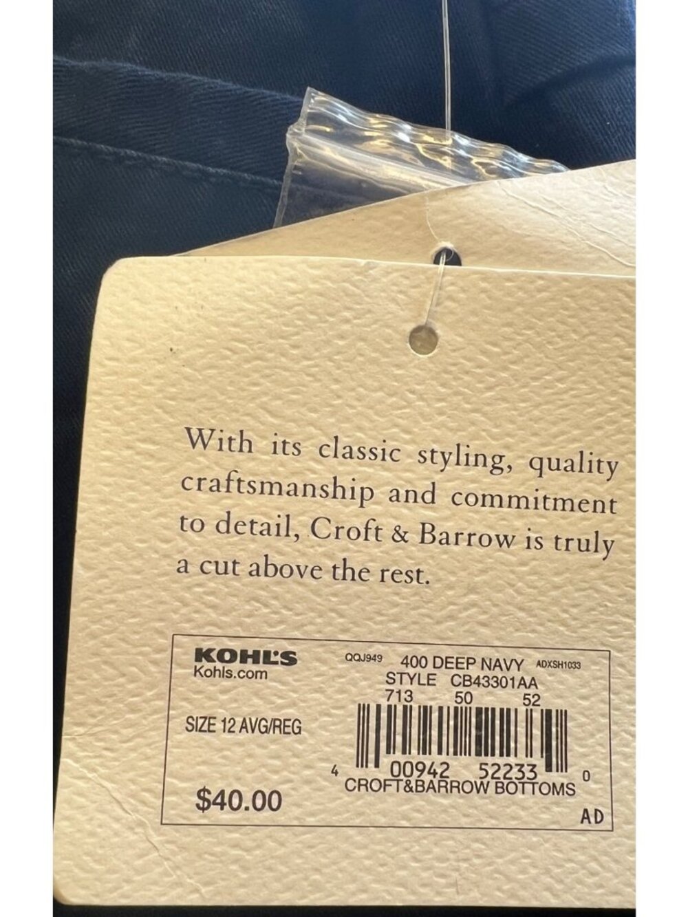 Croft & Barrow Womens Secretly Slimming Comfort Waist Pants Size 12 Deep Navy - Picture 5 of 5